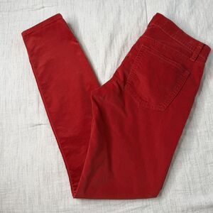 Gap 1969 Women's Red Corduroy Slim Leg Pants Size 26r Holiday Legging Low Rise